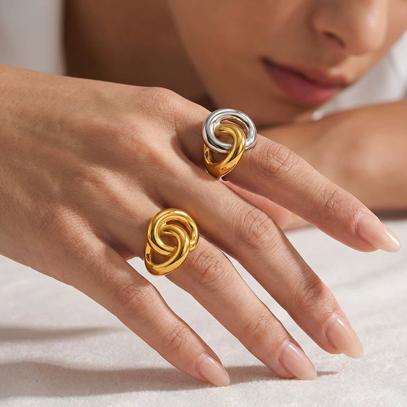 Minimalist Geometric Open Ring For Women Stainless Steel Vacuum Plated Fashion Jewelry
