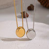 Minimalist Geometric Oval Pendant Sweater Necklace For Women Stainless Steel 18K Real Gold Plated