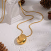 Minimalist Geometric Oval Pendant Sweater Necklace For Women Stainless Steel 18K Real Gold Plated