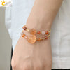Minimalist Geometric Red Agate And Crystal Bracelet With Rose Gold Tone Carved Claw Setting For Unisex