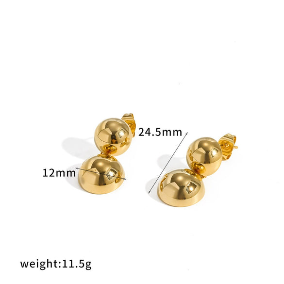 Minimalist Geometric Round Ball Pendant Earrings For Women Pvd Real Gold Plated Stainless Steel And Titanium Steel Earrings