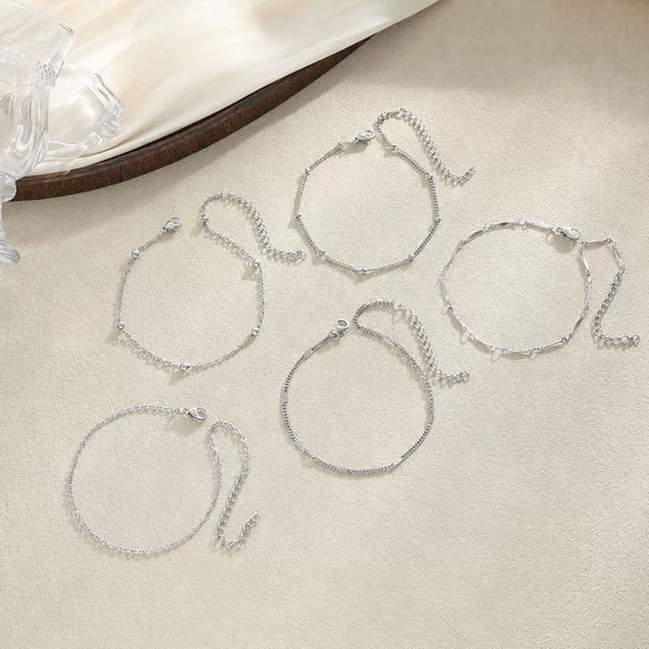 Minimalist Geometric Round Bead Stainless Steel Stackable Anklet Fashion Jewelry For Women