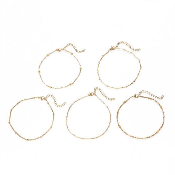 Minimalist Geometric Round Bead Stainless Steel Stackable Anklet Fashion Jewelry For Women