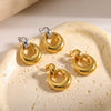 Minimalist Geometric Round Stainless Steel Hoop Earrings For Women With Exaggerated Design Vacuum Plated And Colorfast