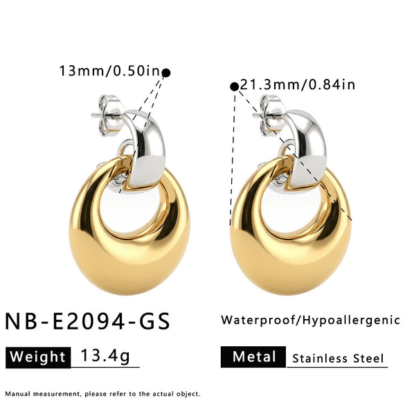 Minimalist Geometric Round Stainless Steel Hoop Earrings For Women With Exaggerated Design Vacuum Plated And Colorfast