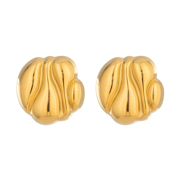 Minimalist Geometric Round Stainless Steel Vacuum Gold Plated Earrings For Women