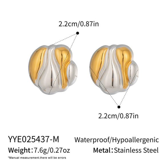 Minimalist Geometric Round Stainless Steel Vacuum Gold Plated Earrings For Women