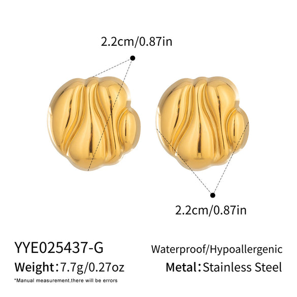 Minimalist Geometric Round Stainless Steel Vacuum Gold Plated Earrings For Women