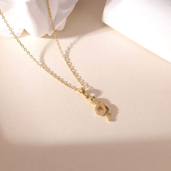 Minimalist Geometric Snake Pendant Necklace Titanium Steel Electroplated For Women