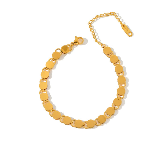 Minimalist Geometric Stainless Steel Bracelet For Women With Gold Plated Vacuum Electroplated Finish And Light Luxury Design