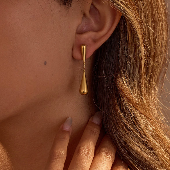 Minimalist Geometric Stainless Steel Earrings With Electroplating For Women
