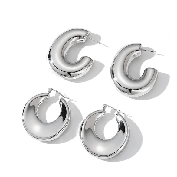 Minimalist Geometric Stainless Steel Earrings With 18K Gold Vacuum Plating Fashion Versatile Style For Women