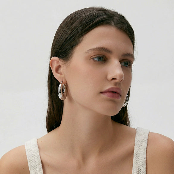Minimalist Geometric Stainless Steel Earrings With 18K Gold Vacuum Plating Fashion Versatile Style For Women