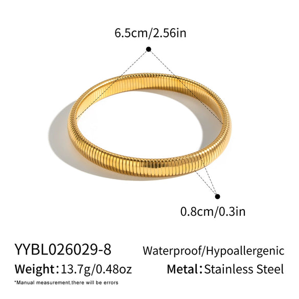 Minimalist Geometric Stainless Steel Goldplated Wideband Bracelet Modern Jewelry