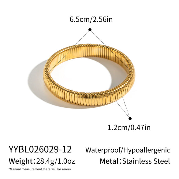 Minimalist Geometric Stainless Steel Goldplated Wideband Bracelet Modern Jewelry