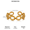 Minimalist Geometric Stainless Steel Open Bangle Bracelet With Shell And Floral Texture Glossy 18K Gold Plated Finish For Women