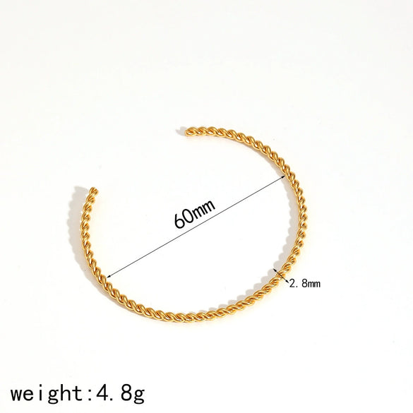 Minimalist Geometric Stainless Steel Open Twist 18K Goldplated Bracelet For Women