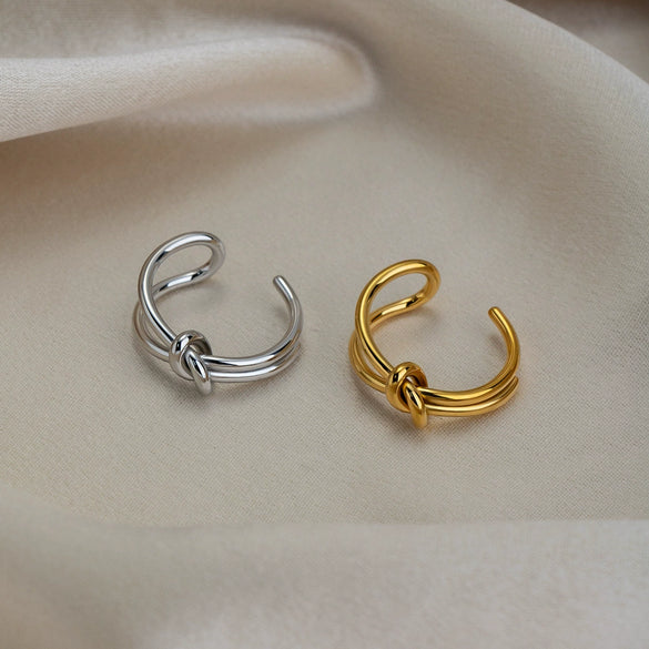 Minimalist Geometric Stainless Steel Real Gold Plated Unisex Adjustable Open Ring