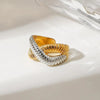 Minimalist Geometric Stainless Steel Ring With Gold And Silver Color Matching Electroplating