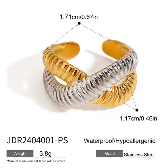 Minimalist Geometric Stainless Steel Ring With Gold And Silver Color Matching Electroplating