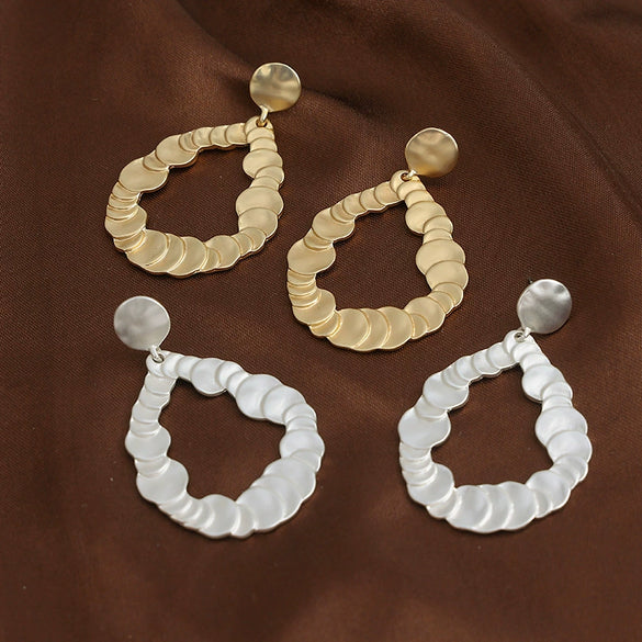 Minimalist Geometric Statement Long Drop Metal Earrings With Fashion Ear Pin Design For Wholesale