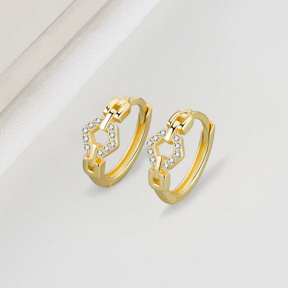 Minimalist Geometric 925 Sterling Silver Electroplated Earrings With Diamond Style Design Ear Buckle