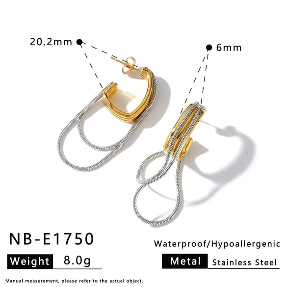 Minimalist Geometric Tassel Earrings For Women Gold Plated Stainless Steel Elegant Fashion Ear Accessories