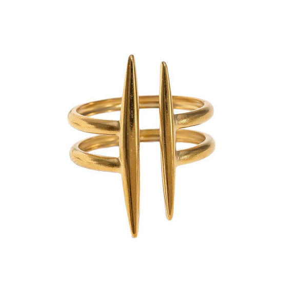 Minimalist Geometric Titanium Steel Open Ring For Women Electroplated Stainless Steel Fashion Ring With Cool Personality Style