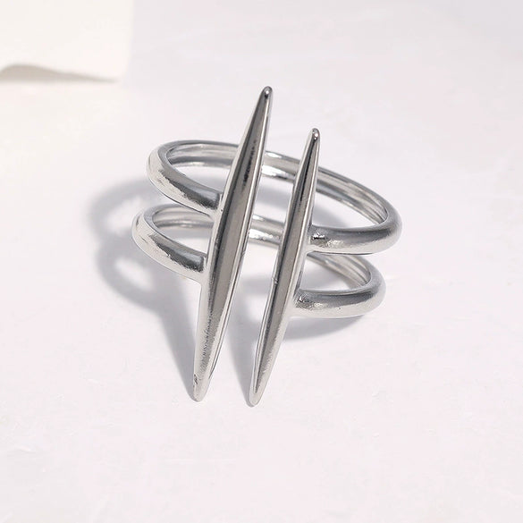 Minimalist Geometric Titanium Steel Open Ring For Women Electroplated Stainless Steel Fashion Ring With Cool Personality Style
