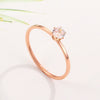 Minimalist Geometric Titanium Steel Ring With Six Prong Diamond Style Inlay Rose Finish Unisex Fine Jewelry
