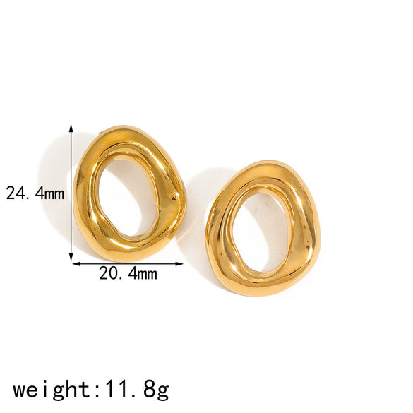 Minimalist Geometric Titanium Steel Women's Earrings With Electroplating