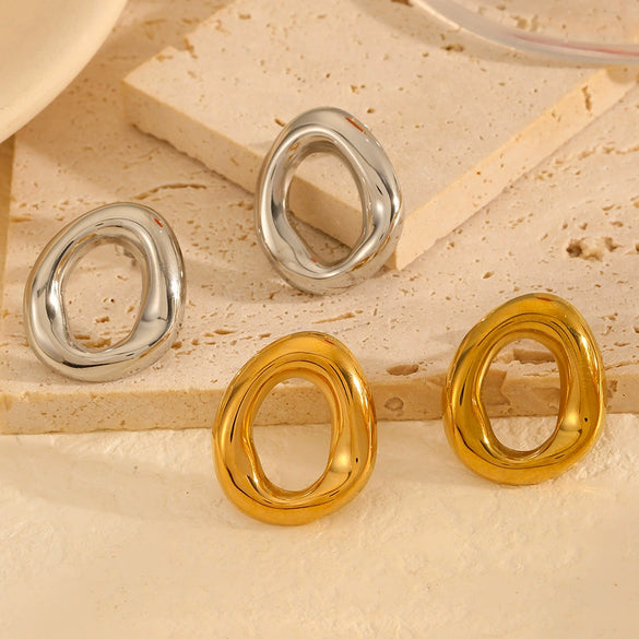 Minimalist Geometric Titanium Steel Women's Earrings With Electroplating