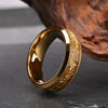 Minimalist Geometric Tungsten Steel Couple Rings With Gold Sandblasted Electroplated Finish And Gold Foil Detail Unisex Matching Rings