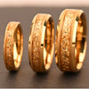 Minimalist Geometric Tungsten Steel Ring With Gold Sandblasted Finish And Gold Foil Inlay Unisex Couple Jewelry