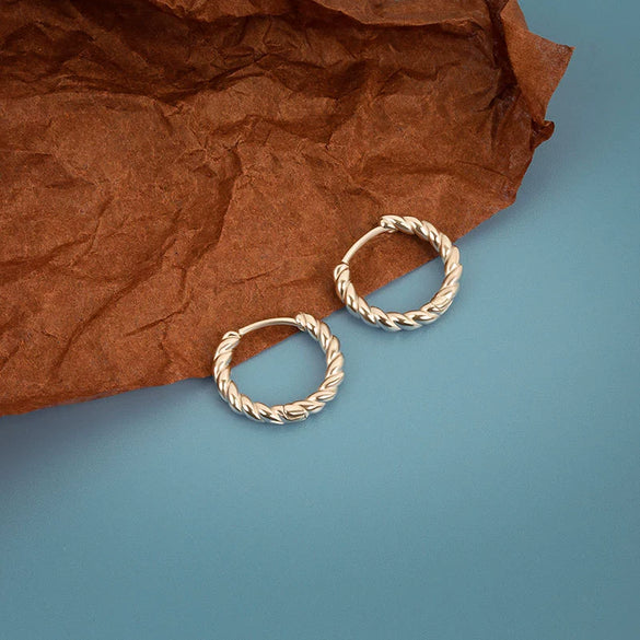 Minimalist Geometric Twist Pattern S925 Sterling Silver Earrings For Women In Gold And Silver Plated Finish