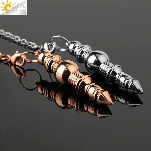 Minimalist Geometric Zinc Alloy Tapered Pendant Necklace With Threaded Pendulum Design Wholesale Jewelry