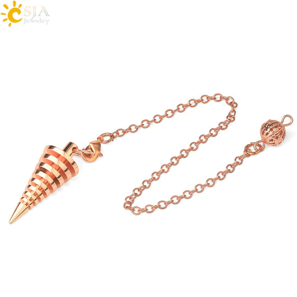 Minimalist Geometric Zinc Alloy Toothed Cone Pendulum Pendant Necklace For Wholesale Jewelry Supply