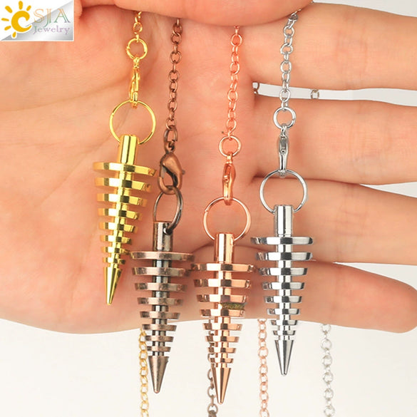 Minimalist Geometric Zinc Alloy Toothed Cone Pendulum Pendant Necklace For Wholesale Jewelry Supply