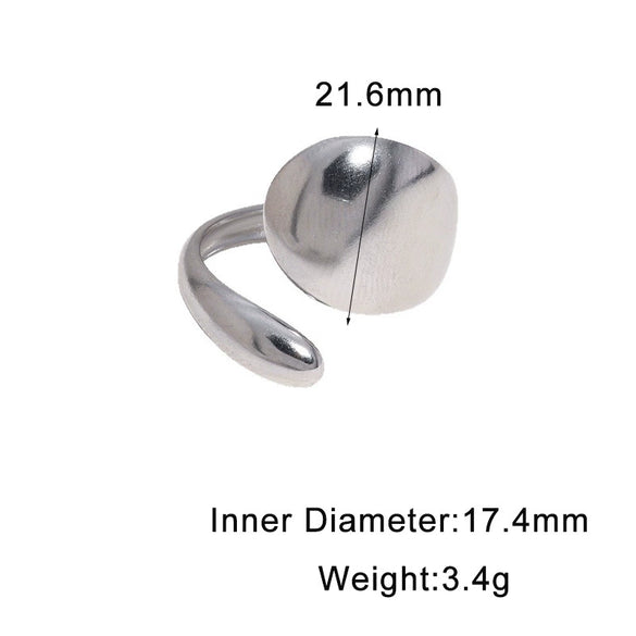 Minimalist Glossy Open Index Finger Ring For Women In Stainless Steel With Irregular Geometric Design And Electroplated Finish
