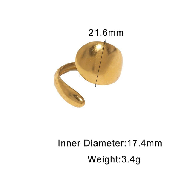 Minimalist Glossy Open Index Finger Ring For Women In Stainless Steel With Irregular Geometric Design And Electroplated Finish