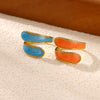 Minimalist Gold Plated Stainless Steel Enamel Drip Geometric Open Ring Unisex Jewelry Wholesale