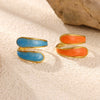 Minimalist Gold Plated Stainless Steel Enamel Drip Geometric Open Ring Unisex Jewelry Wholesale