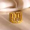 Minimalist Gold Plated Stainless Steel Ring With Irregular Geometric Lines And Open Band Design For Unisex Wear