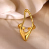 Minimalist Gold Plated Stainless Steel Ring With Irregular Geometric Lines And Open Band Design For Unisex Wear