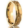 Minimalist Gold Plated Tungsten Steel Ring With Broken Gold Foil Inlay Geometric Unisex Jewelry