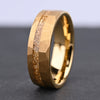 Minimalist Gold Plated Tungsten Steel Ring With Broken Gold Foil Inlay Geometric Unisex Jewelry