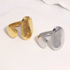 Minimalist Gold Tone Stainless Steel Open Ring For Women Polished Geometric Asymmetrical Electroplated Jewelry
