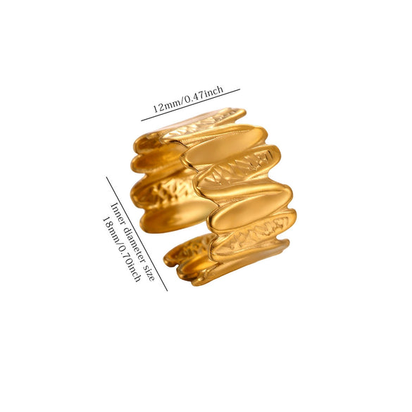 Minimalist Goldplated Titanium Steel Open Ring With Heartshaped Geometric Design Faderesistant Unisex Fashion Jewelry