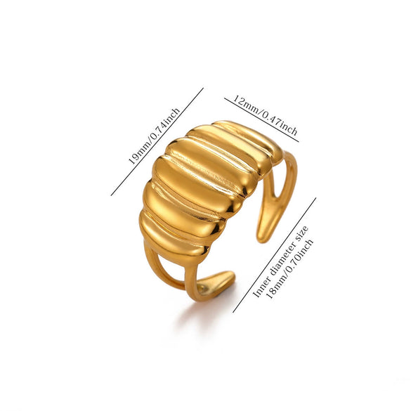 Minimalist Goldplated Titanium Steel Open Ring With Heartshaped Geometric Design Faderesistant Unisex Fashion Jewelry