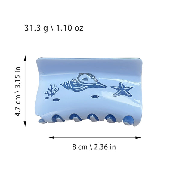 Minimalist Handmade Acetic Acid Hairpin Gripper With Ocean Series Blue Whale Conch Cut Out For Women